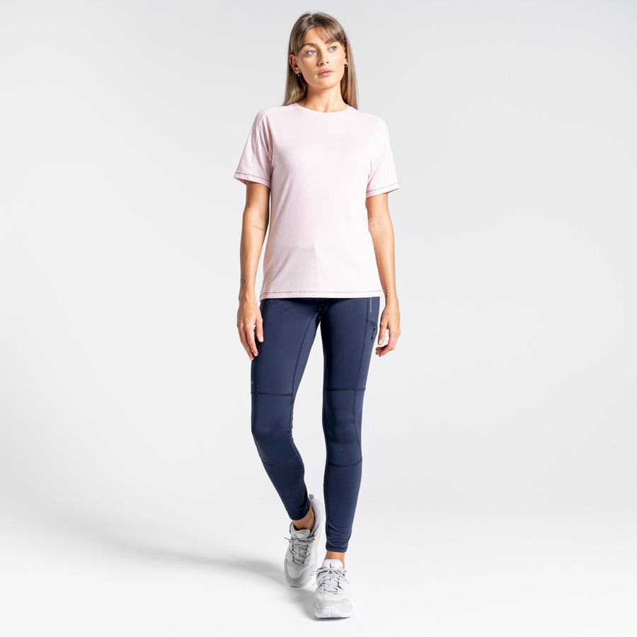 Pink Craghoppers Dynamic Short Sleeved Women's T-Shirts | LYO2587FU