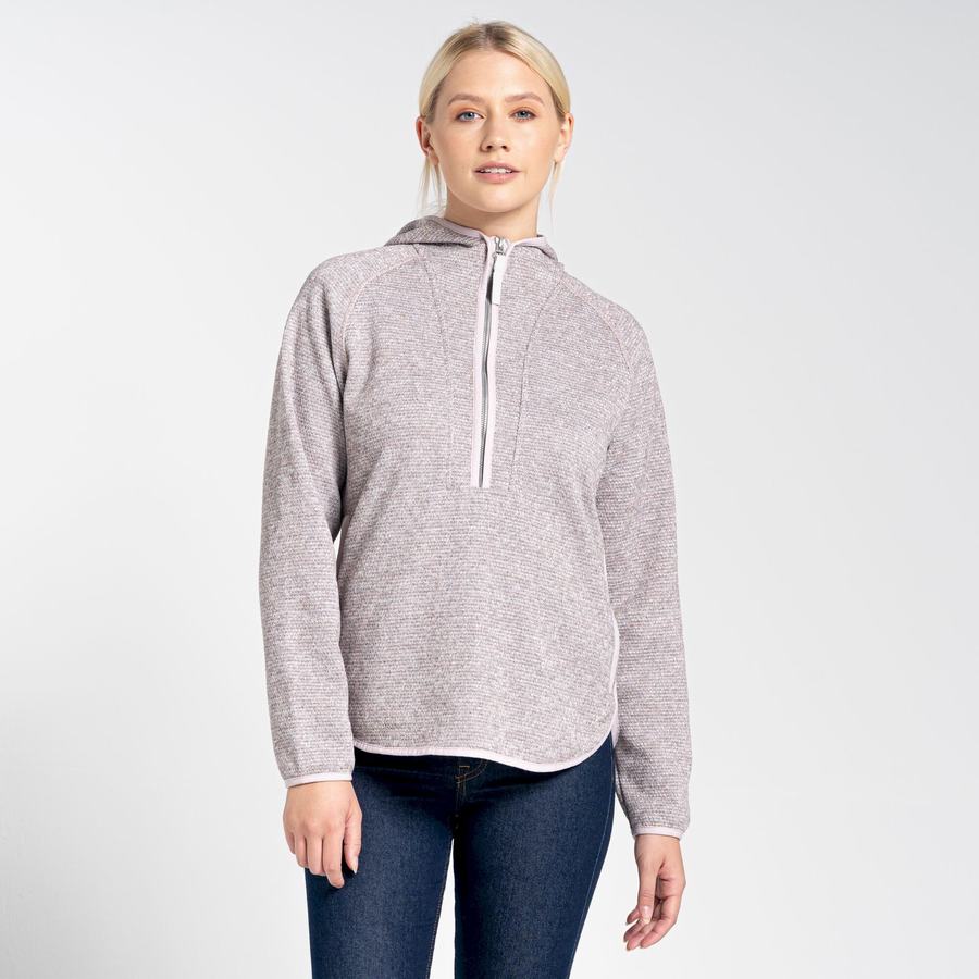 Pink Craghoppers Elena Hooded Half Zip Women's Sweaters | TWX4197EG