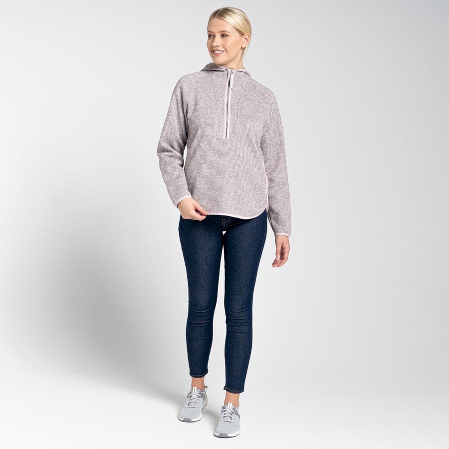 Pink Craghoppers Elena Hooded Half Zip Women's Sweaters | TWX4197EG