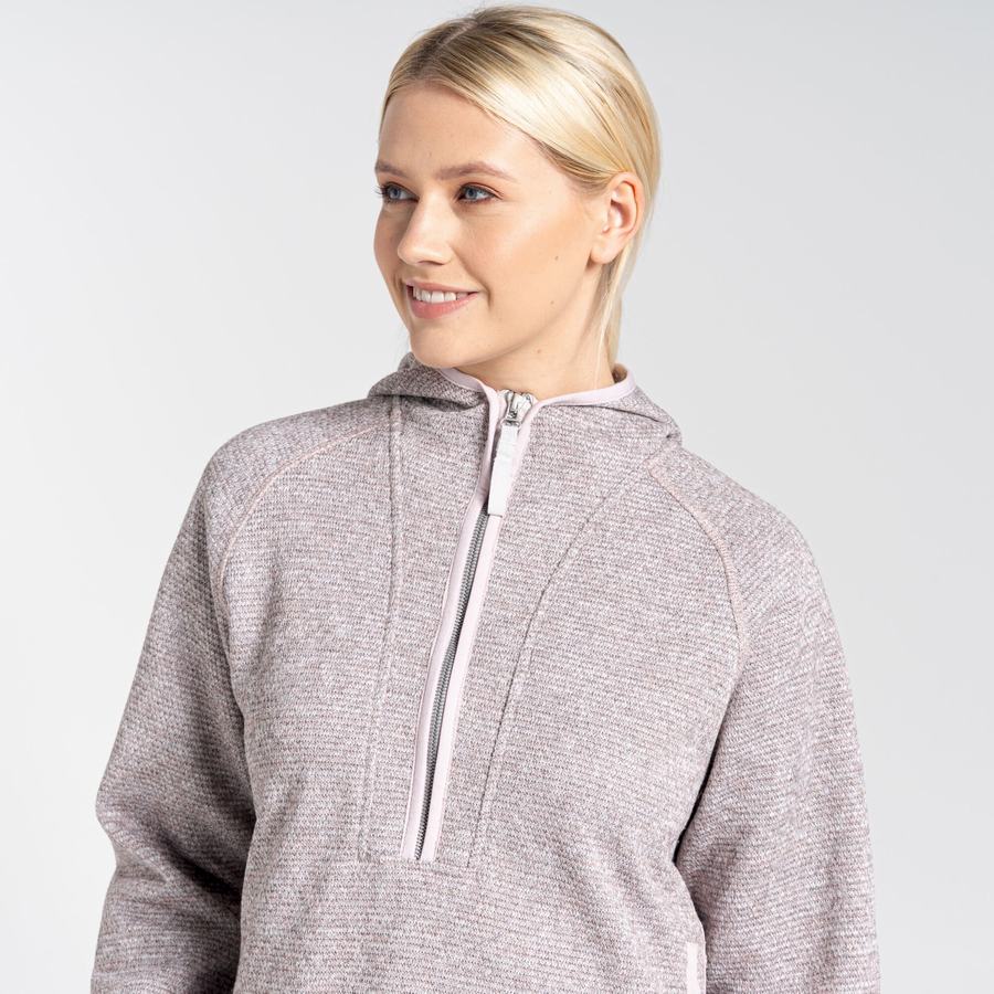 Pink Craghoppers Elena Hooded Half Zip Women's Sweaters | TWX4197EG