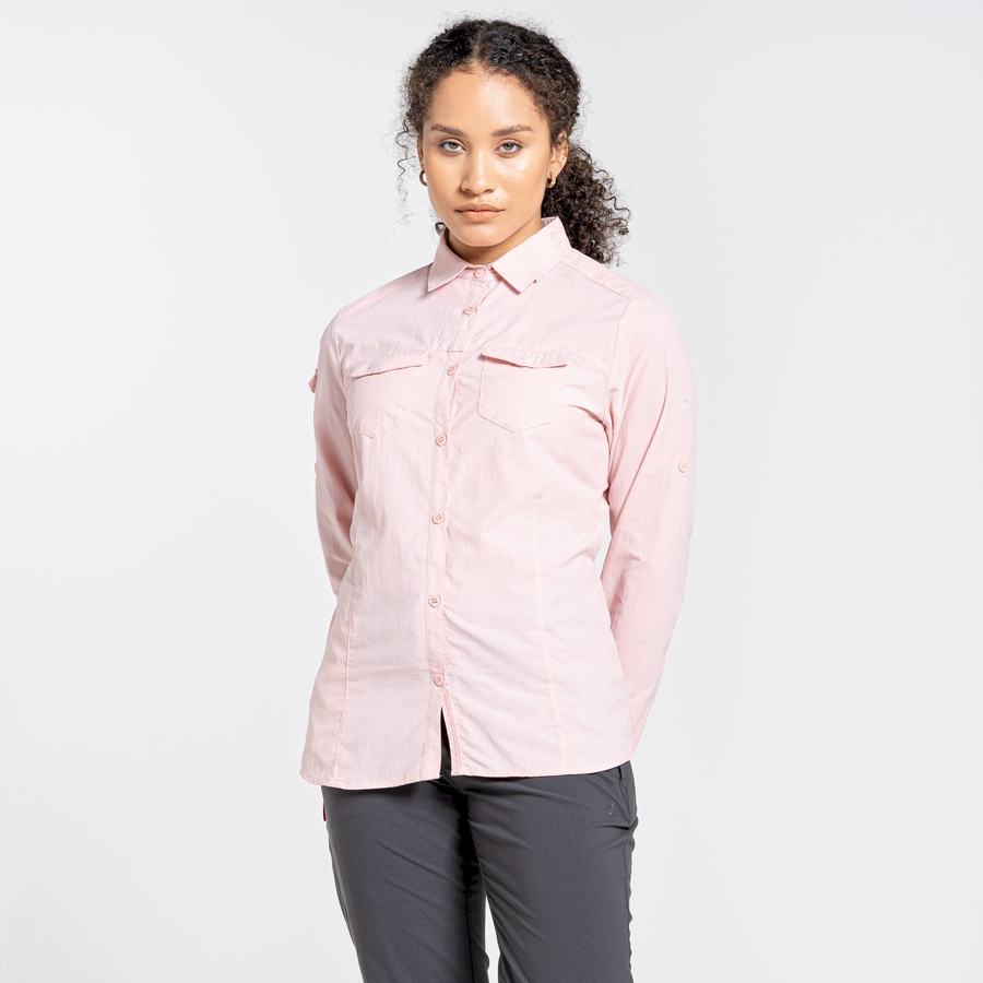 Pink Craghoppers NosiLife Adventure II Long Sleeved Women's Shirts | BYP3018VV