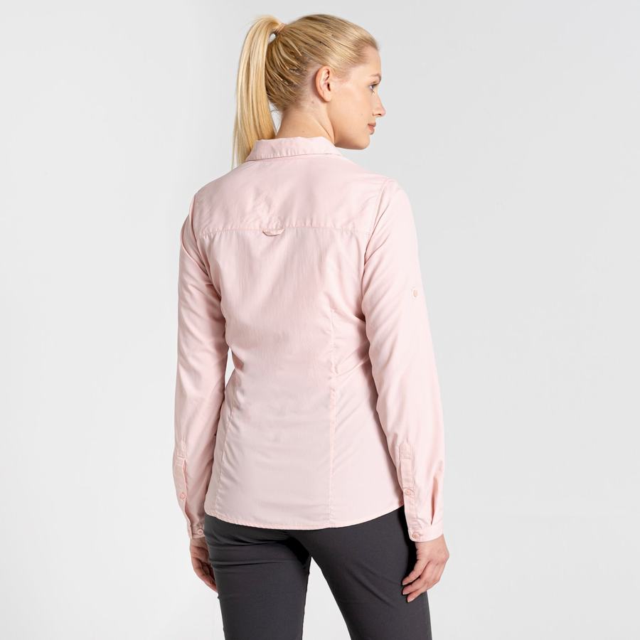 Pink Craghoppers NosiLife Bardo Long Sleeved Women's Shirts | WPU3892ME