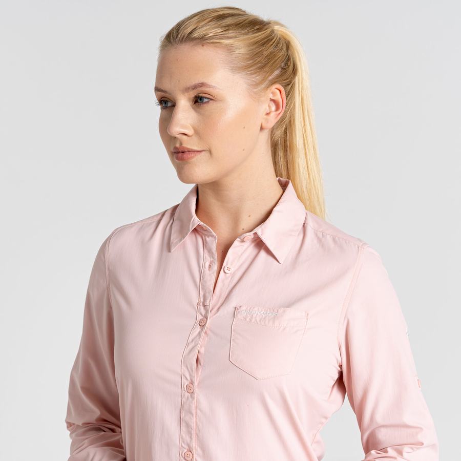 Pink Craghoppers NosiLife Bardo Long Sleeved Women's Shirts | WPU3892ME