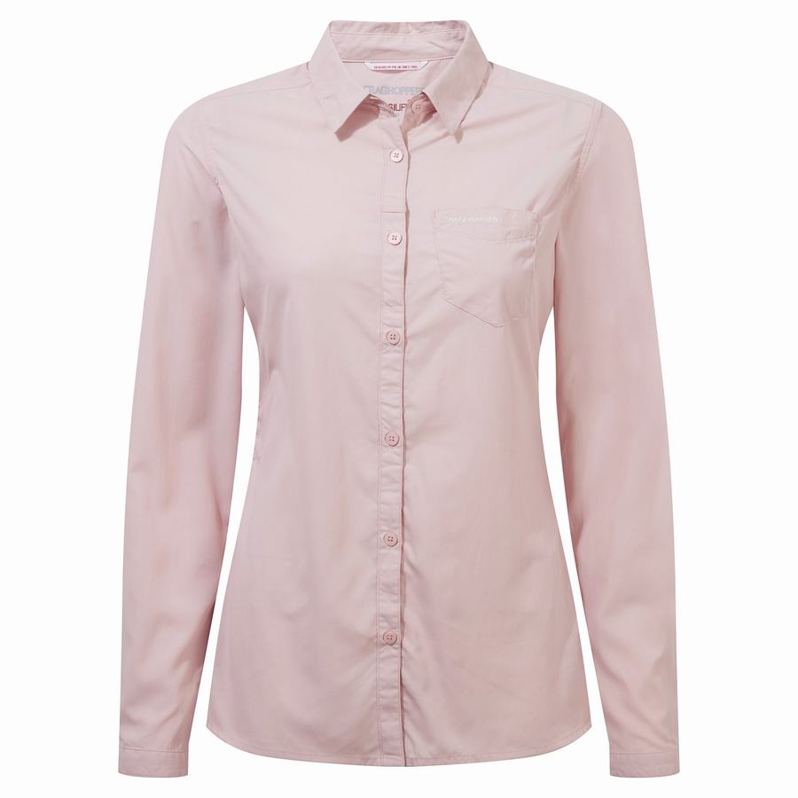 Pink Craghoppers NosiLife Bardo Long Sleeved Women's Shirts | WPU3892ME