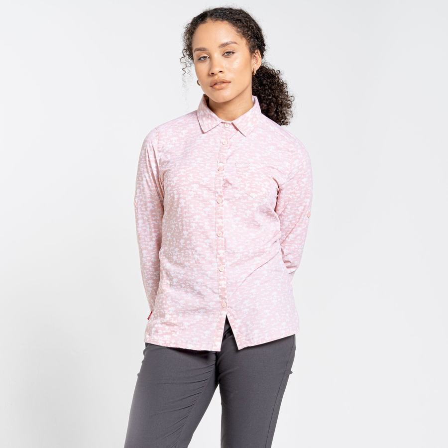 Pink Craghoppers NosiLife Callo Long Sleeved Women's Shirts | DBB3941BB