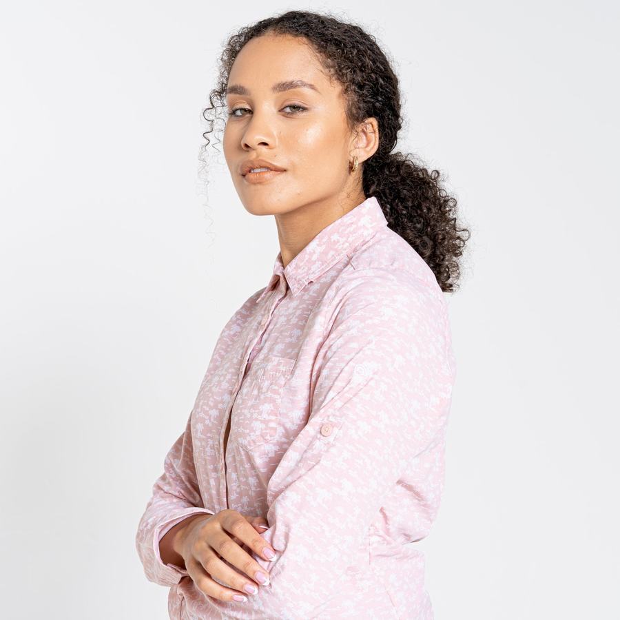 Pink Craghoppers NosiLife Callo Long Sleeved Women's Shirts | DBB3941BB