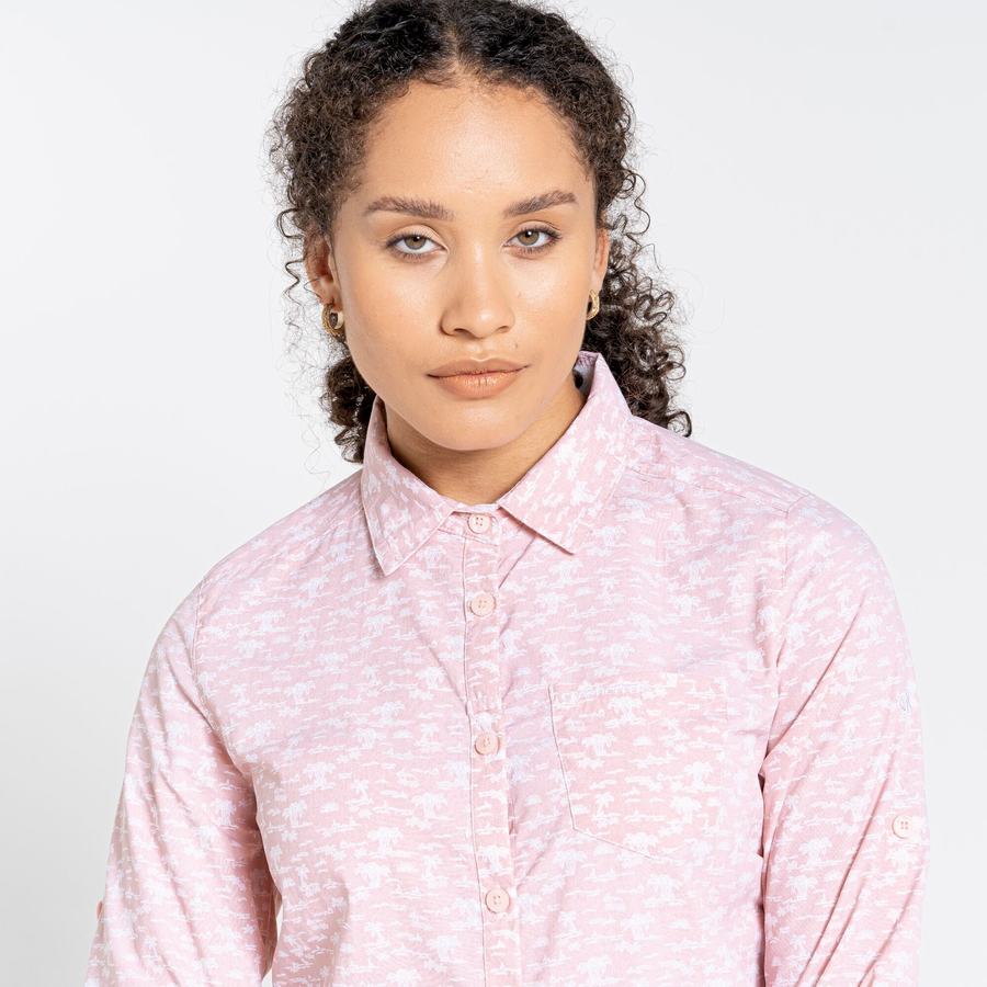 Pink Craghoppers NosiLife Callo Long Sleeved Women's Shirts | DBB3941BB