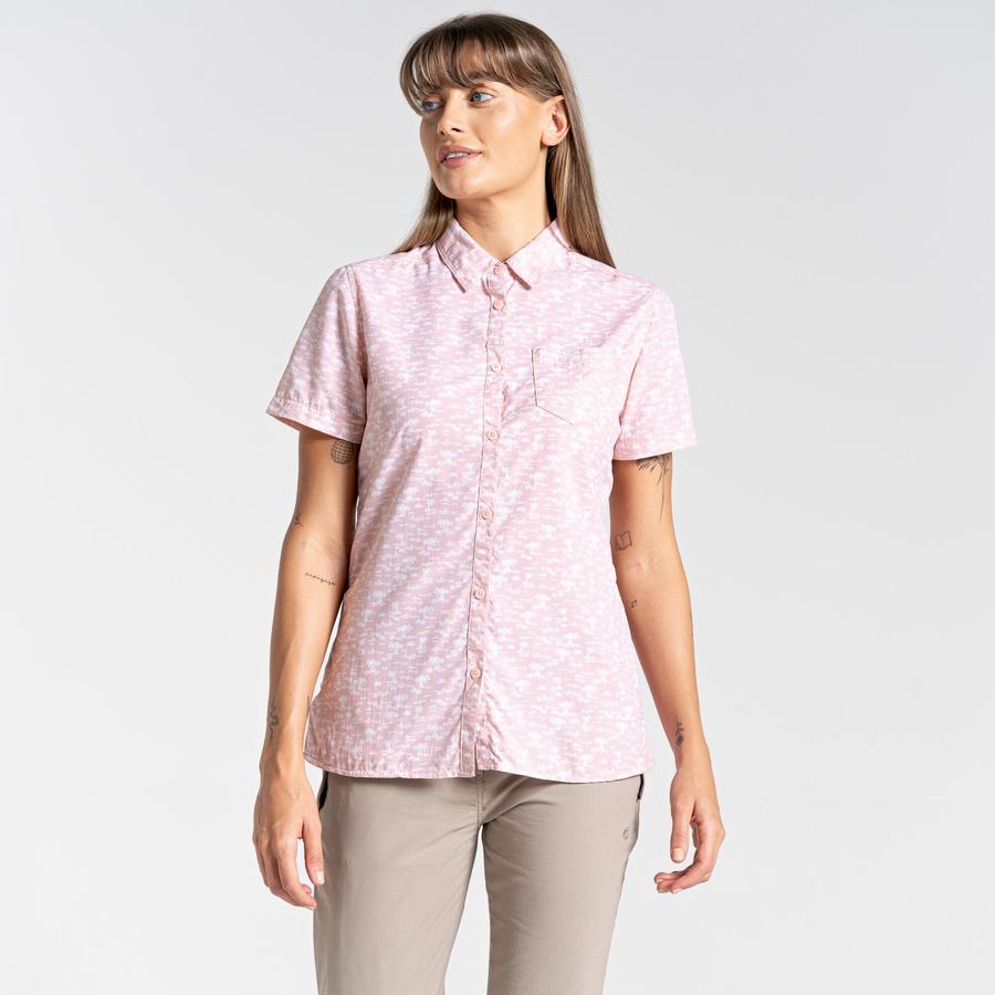 Pink Craghoppers NosiLife Tillia Short Sleeved Women's Shirts | FZK8597EY