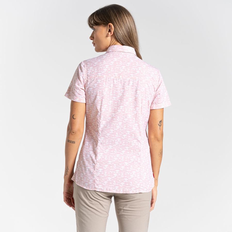 Pink Craghoppers NosiLife Tillia Short Sleeved Women's Shirts | FZK8597EY