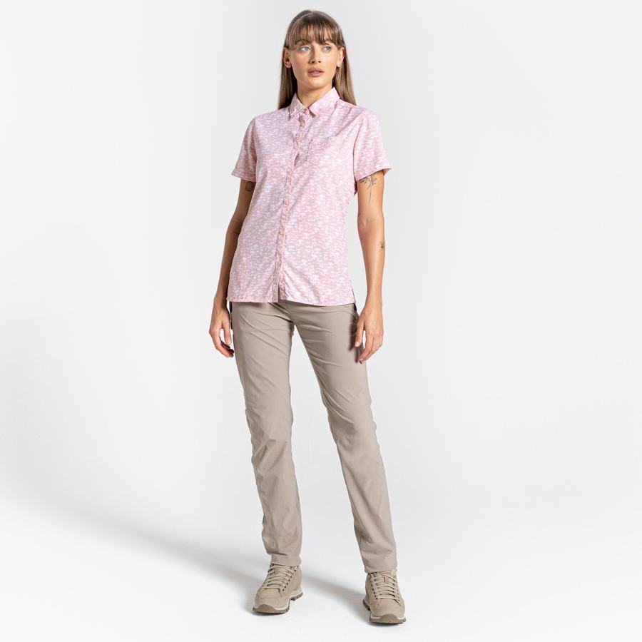 Pink Craghoppers NosiLife Tillia Short Sleeved Women's Shirts | FZK8597EY