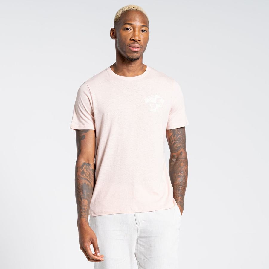 Pink Craghoppers Nosibotanical Sten Short Sleeved Men's T-Shirts | XBD124KD