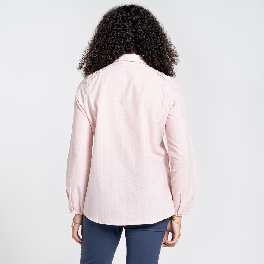 Pink Stripes Craghoppers Nosibotanical Bralio Women's Shirts | CSB9495BA