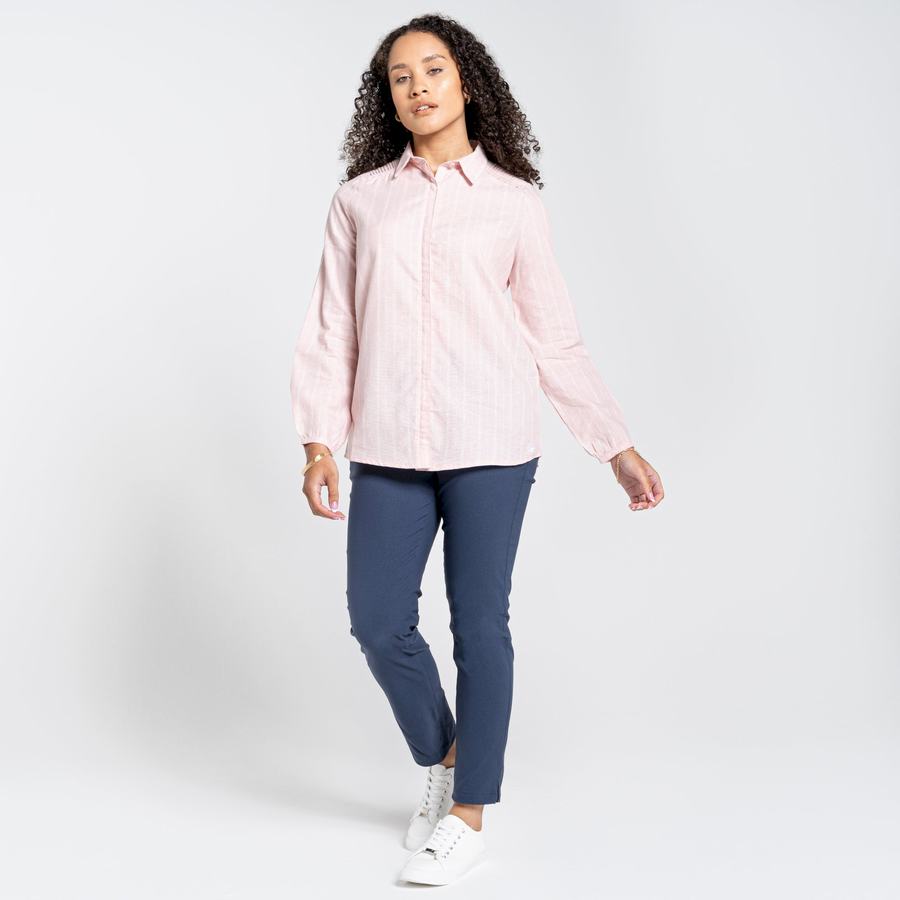 Pink Stripes Craghoppers Nosibotanical Bralio Women's Shirts | CSB9495BA