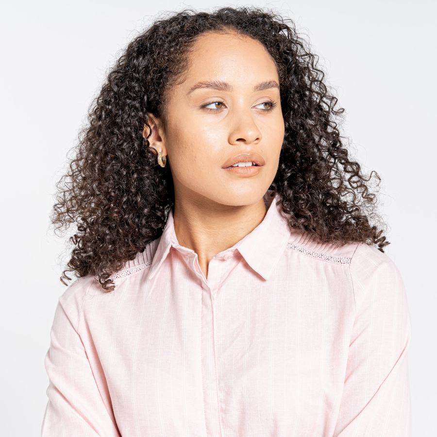 Pink Stripes Craghoppers Nosibotanical Bralio Women's Shirts | CSB9495BA