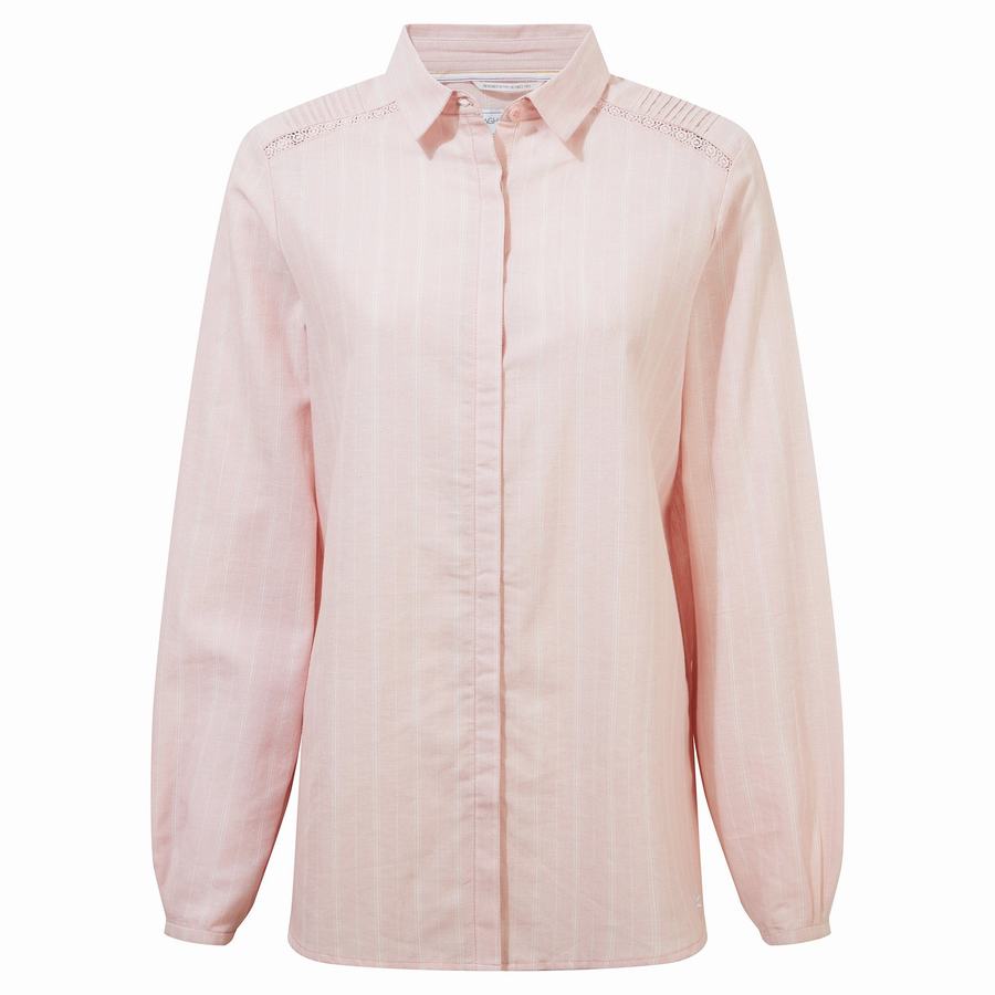 Pink Stripes Craghoppers Nosibotanical Bralio Women's Shirts | CSB9495BA