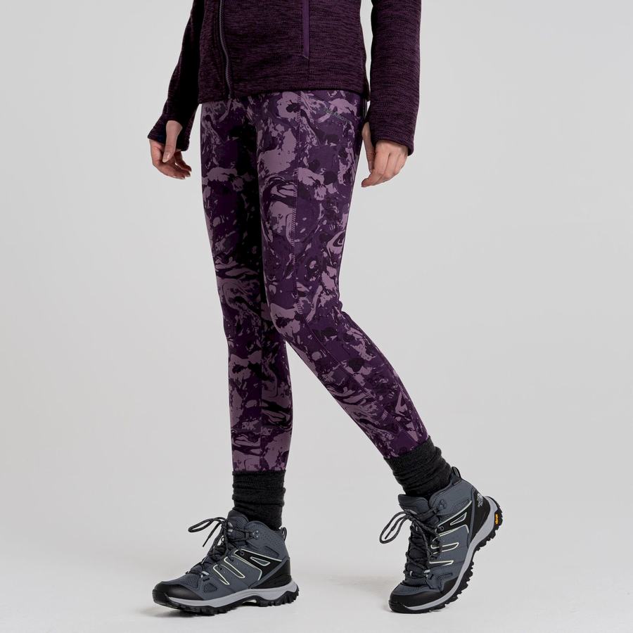 Purple Craghoppers Kiwi Thermal Women's Leggings | FEF9563GN