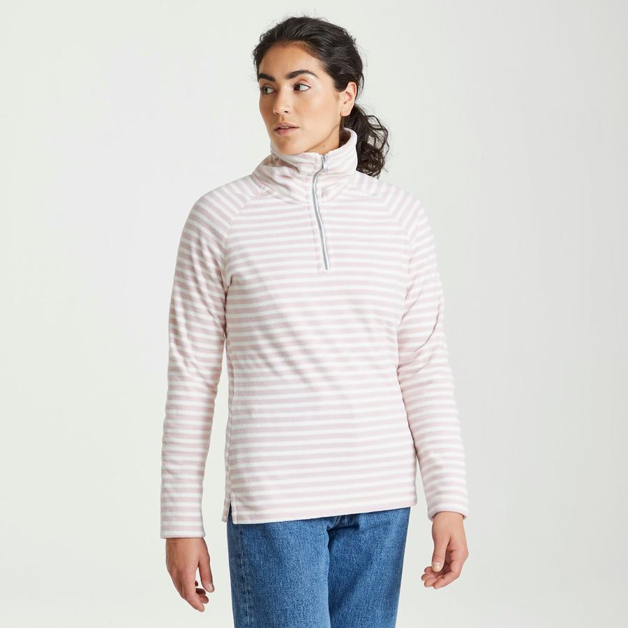 Purple Stripes Craghoppers Natalia Half Zip Women's Sweaters | YFQ723BD