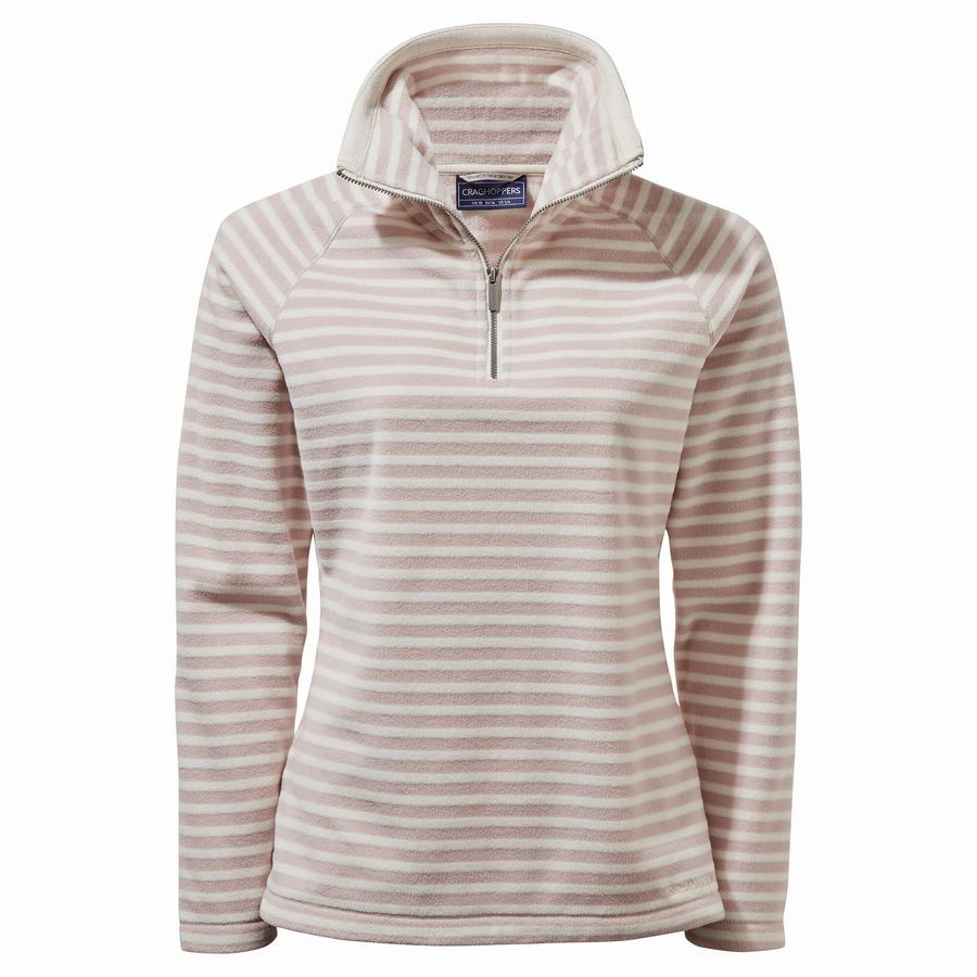 Purple Stripes Craghoppers Natalia Half Zip Women's Sweaters | YFQ723BD