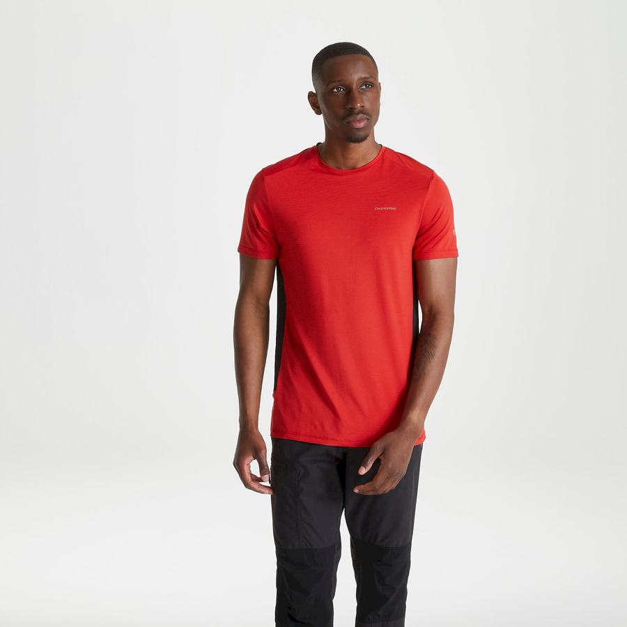 Red Craghoppers Atmos Short Sleeved Men's T-Shirts | QZR2754GW