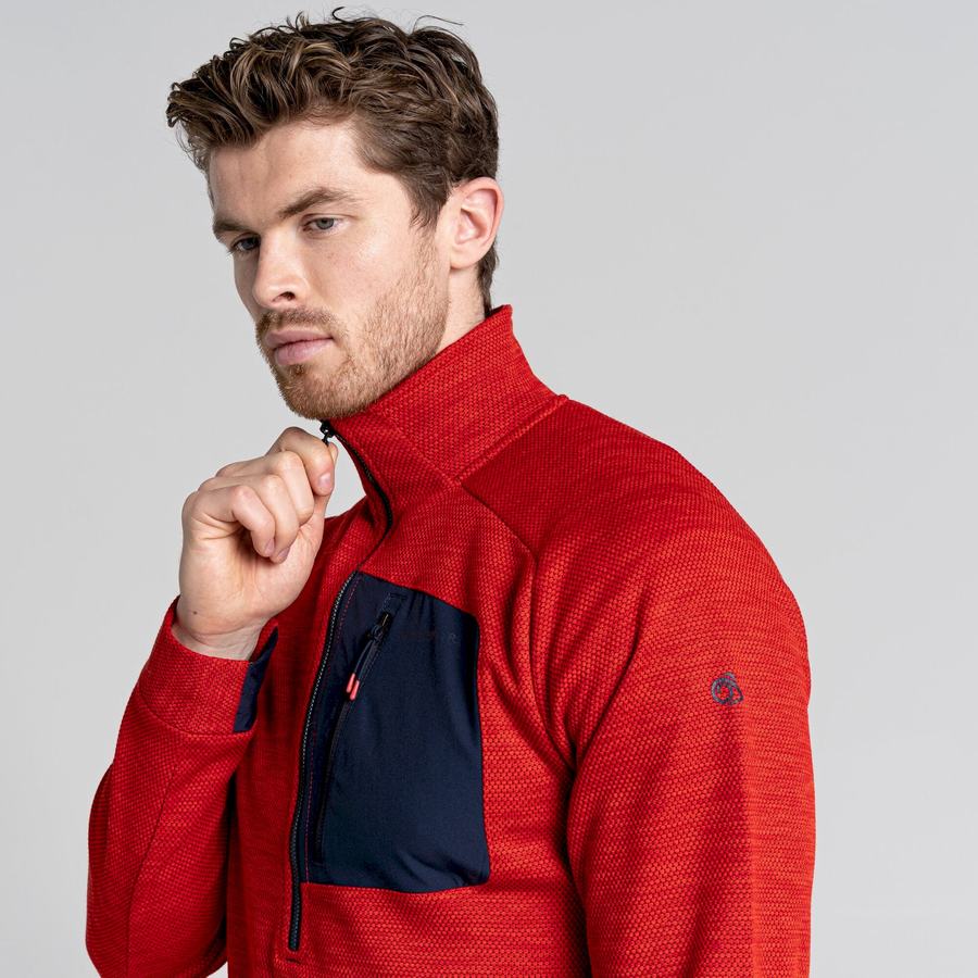 Red Craghoppers Tarbert Half Zip Men's Sweaters | WHF199WZ