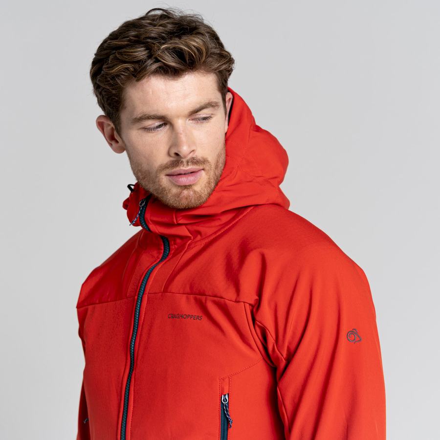 Red Craghoppers Tripp Hooded Men's Jackets | UTZ7539OY