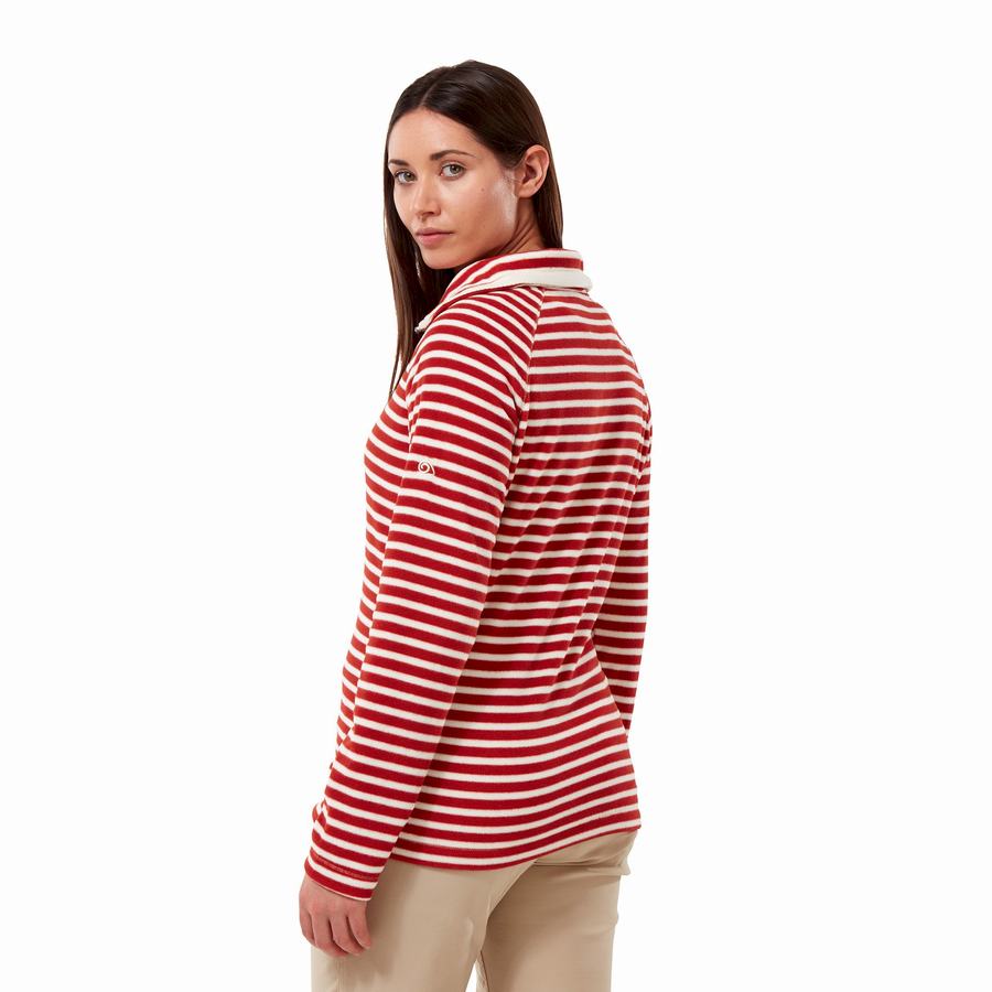 Red Stripes Craghoppers Natalia Half Zip Women's Sweaters | LQR7363NN