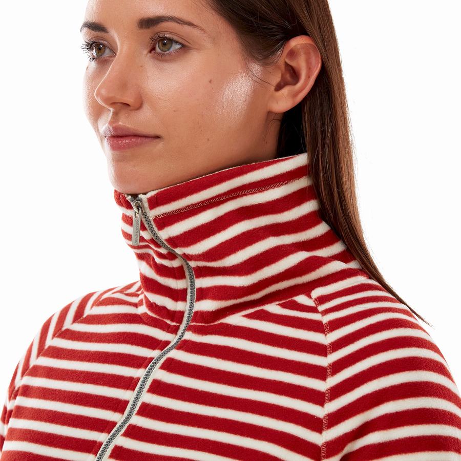 Red Stripes Craghoppers Natalia Half Zip Women's Sweaters | LQR7363NN