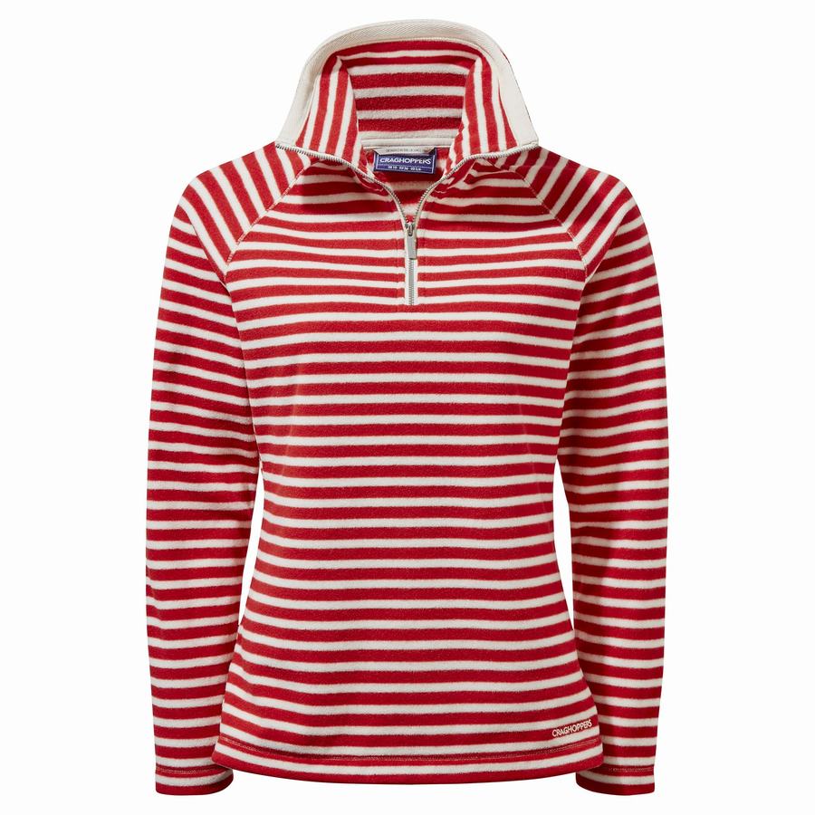 Red Stripes Craghoppers Natalia Half Zip Women's Sweaters | LQR7363NN