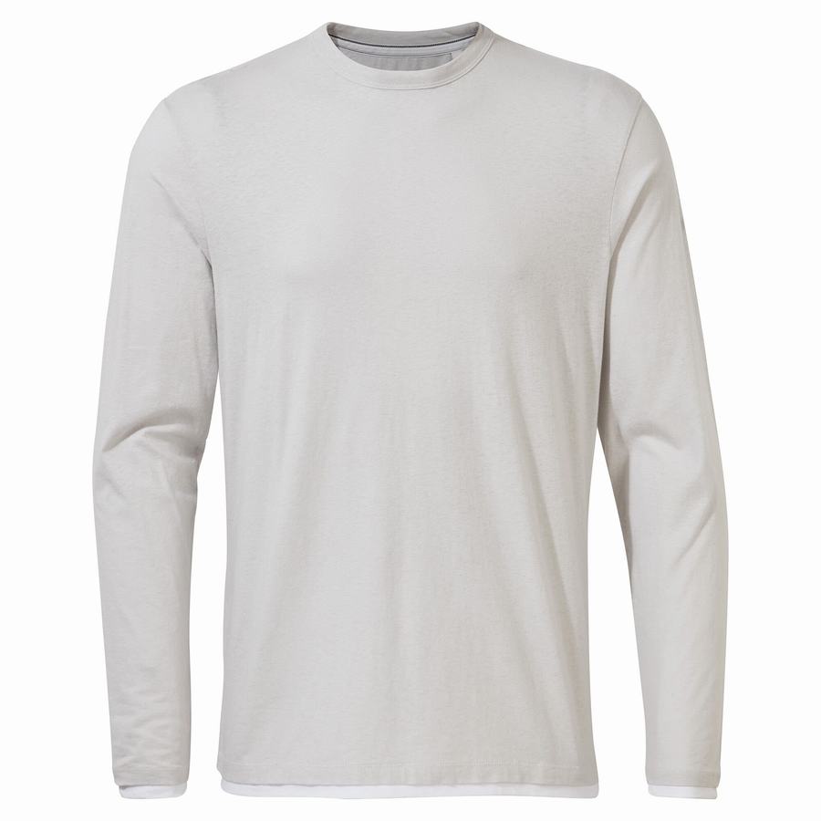 Silver Craghoppers Nosibotanical Coulter Long Sleeved Men's T-Shirts | IAC3347DH