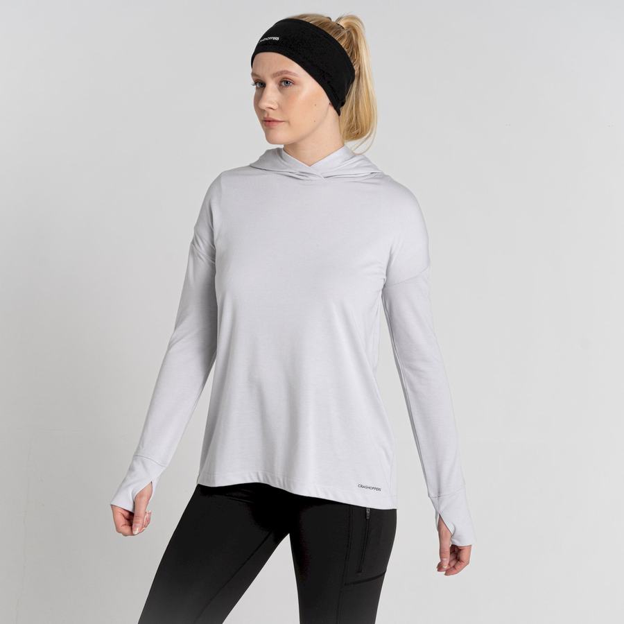 Silver Craghoppers Serrow Hooded Long Sleeved Women's T-Shirts | ZTN1431BD