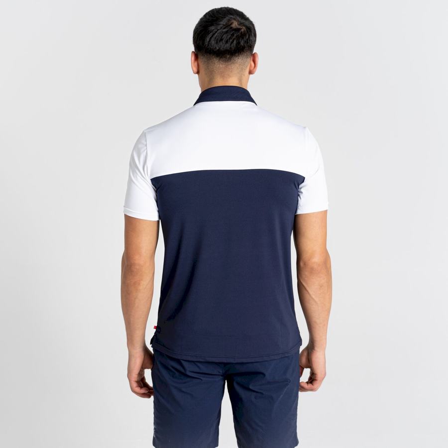 White Blue Navy Craghoppers NosiLife Pro Short Sleeved Polo Men's T-Shirts | RJL6855FX