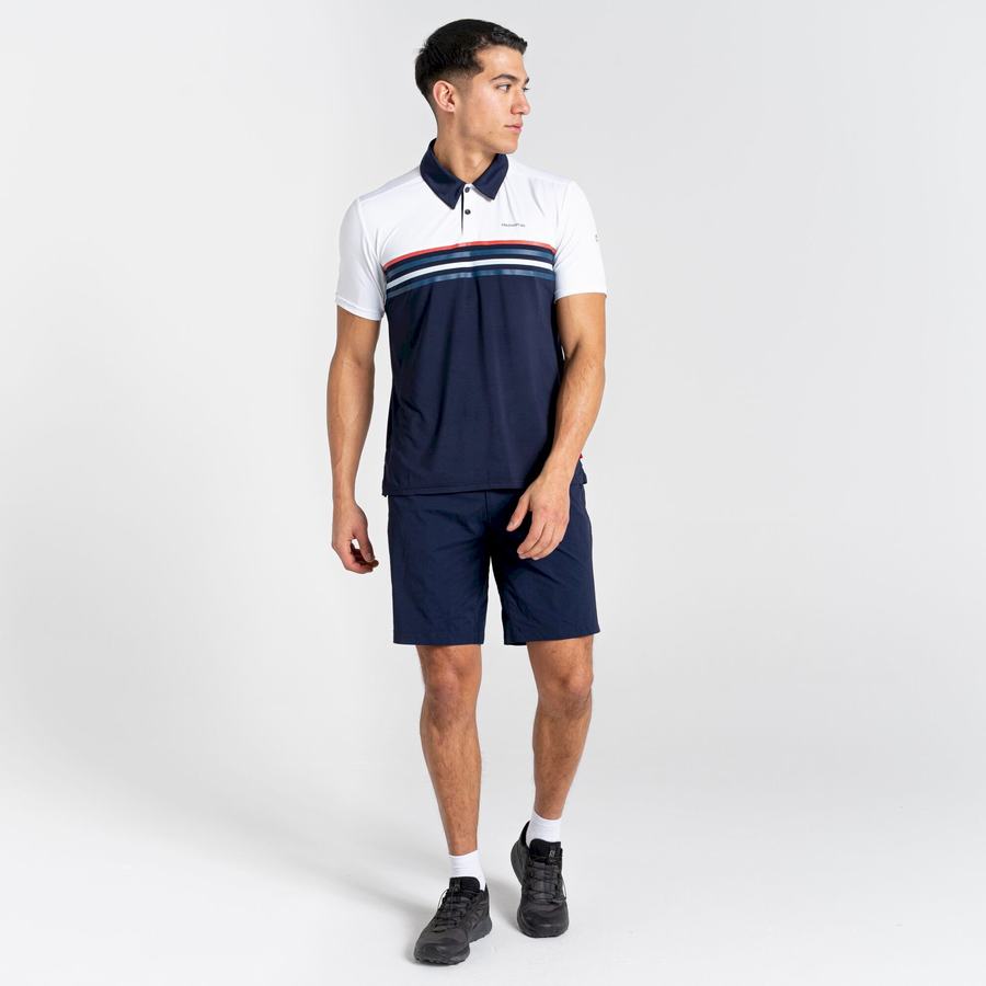 White Blue Navy Craghoppers NosiLife Pro Short Sleeved Polo Men's T-Shirts | RJL6855FX