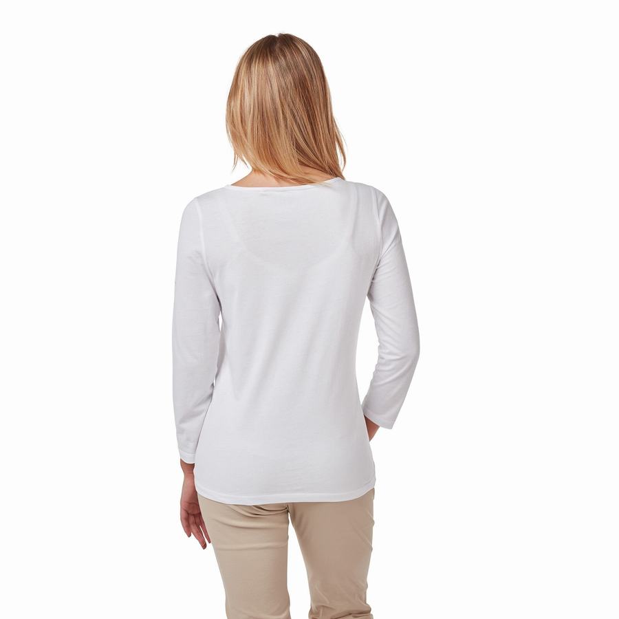 White Craghoppers Blanca 3/4 Sleeved Top Women's T-Shirts | TGX895RV