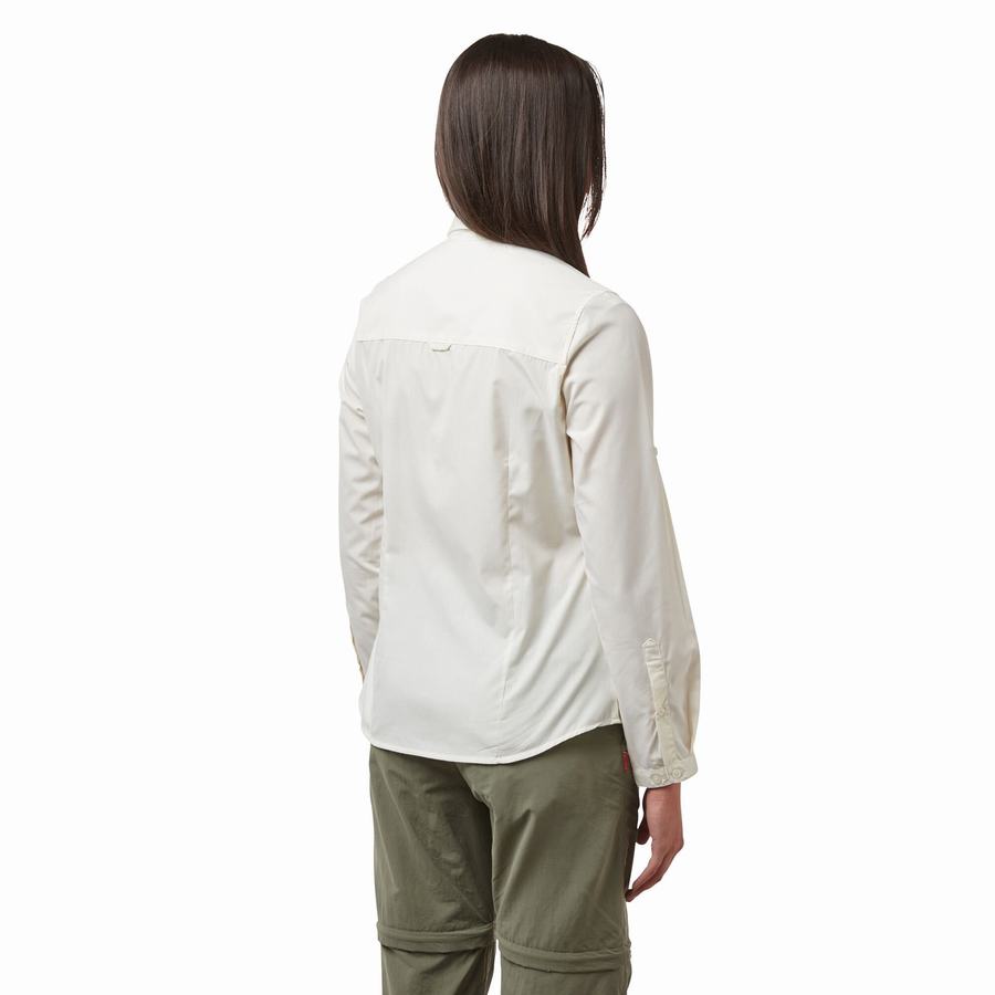 White Craghoppers Kiwi II Long Sleeved Women's Shirts | ZOI9952WV