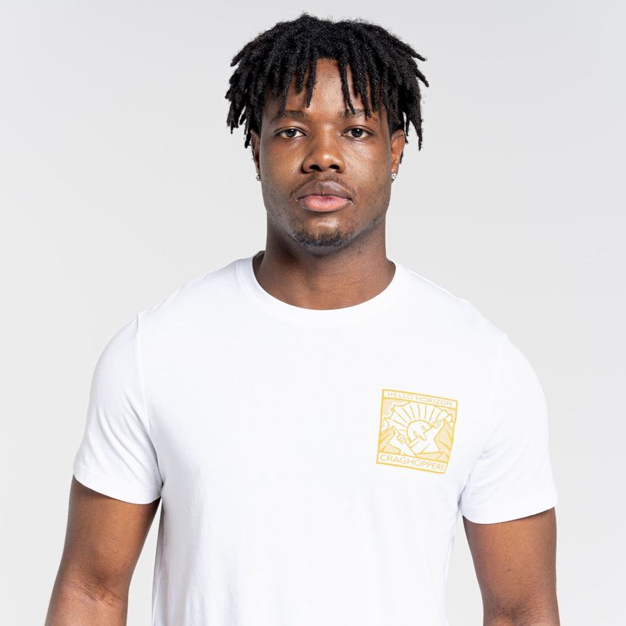 White Craghoppers Lugo Short Sleeved Men's T-Shirts | GNW9176CM