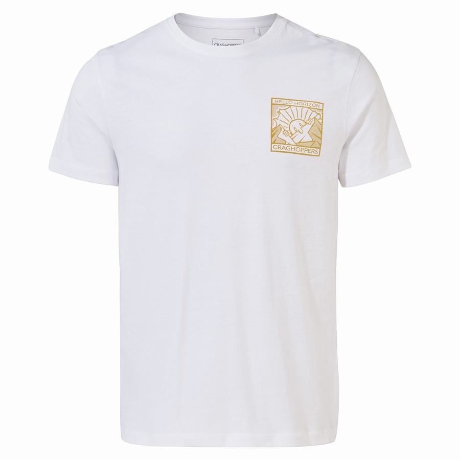 White Craghoppers Lugo Short Sleeved Men's T-Shirts | GNW9176CM