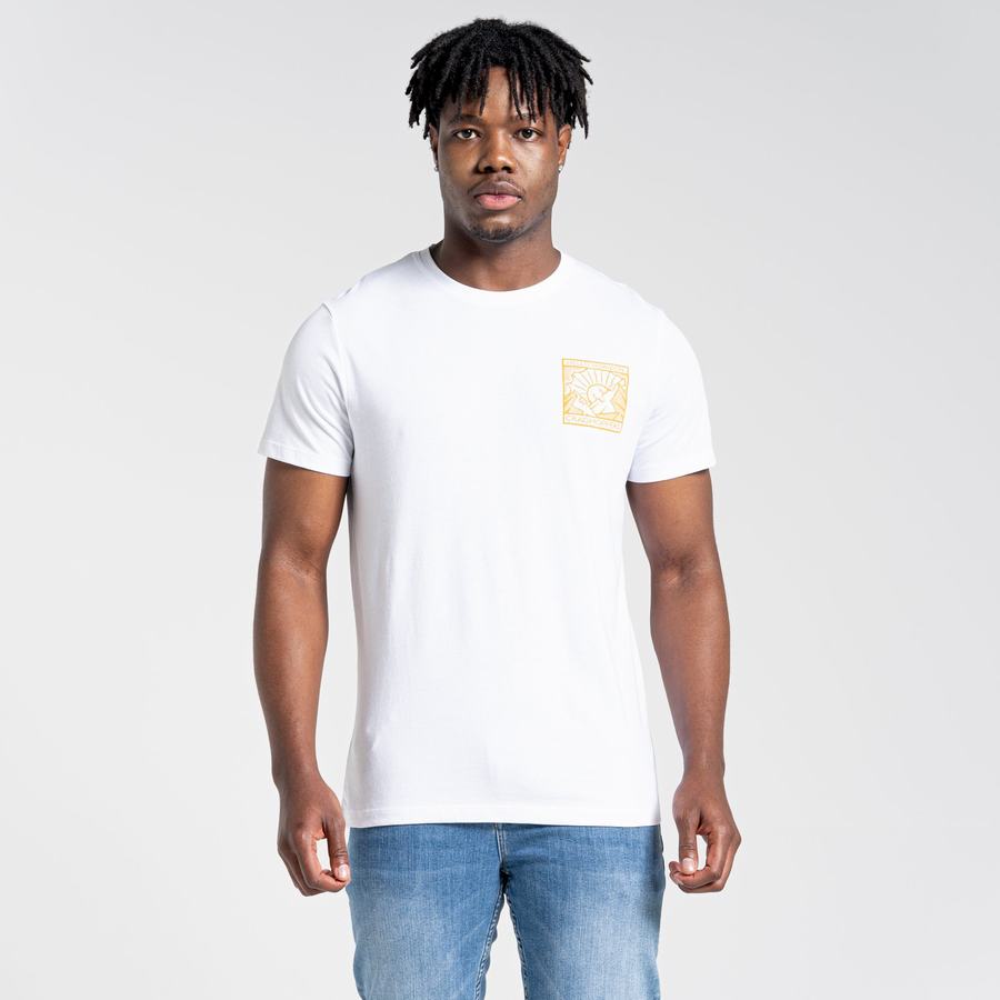 White Craghoppers Lugo Short Sleeved Men's T-Shirts | GNW9176CM