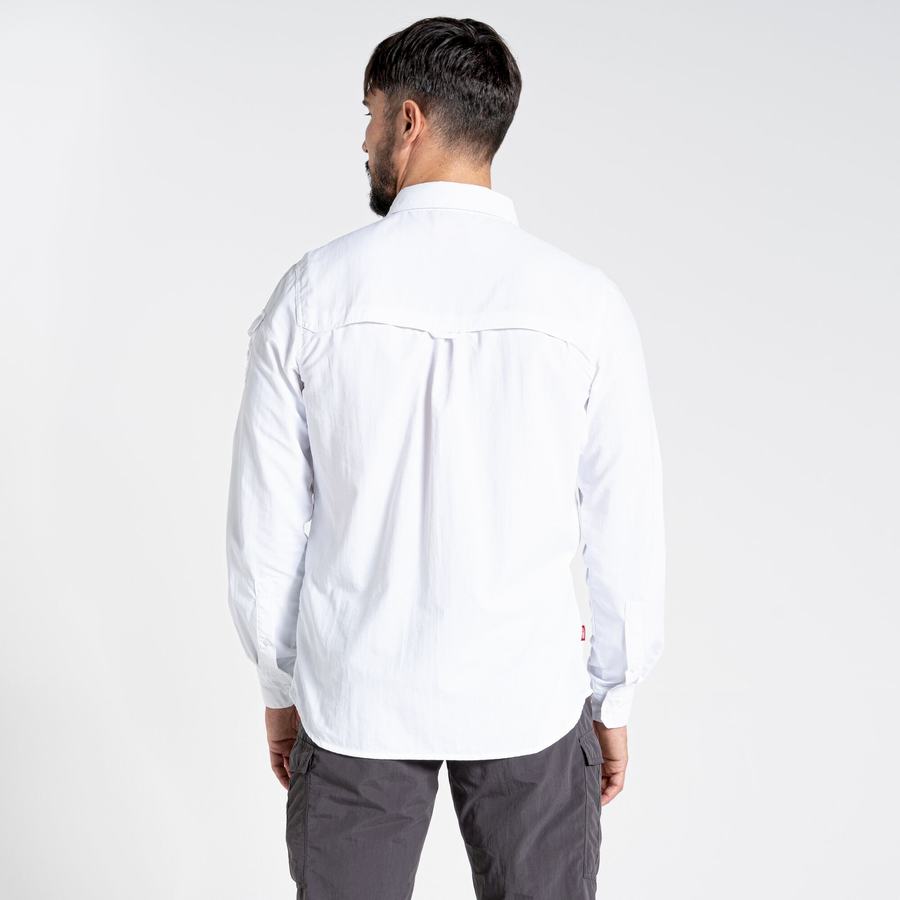 White Craghoppers NosiLife Adventure II Long Sleeved Men's Shirts | TBP3071NJ