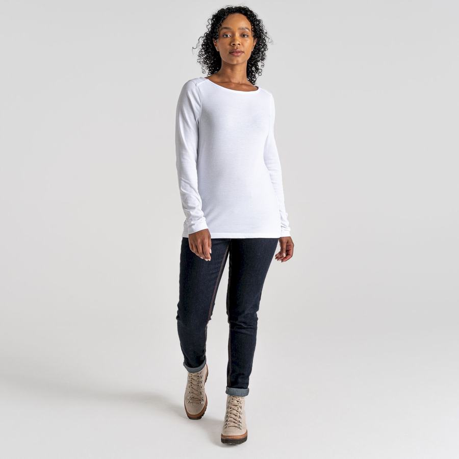 White Craghoppers NosiLife Erin Long Sleeved Women's T-Shirts | XZD8665ZV