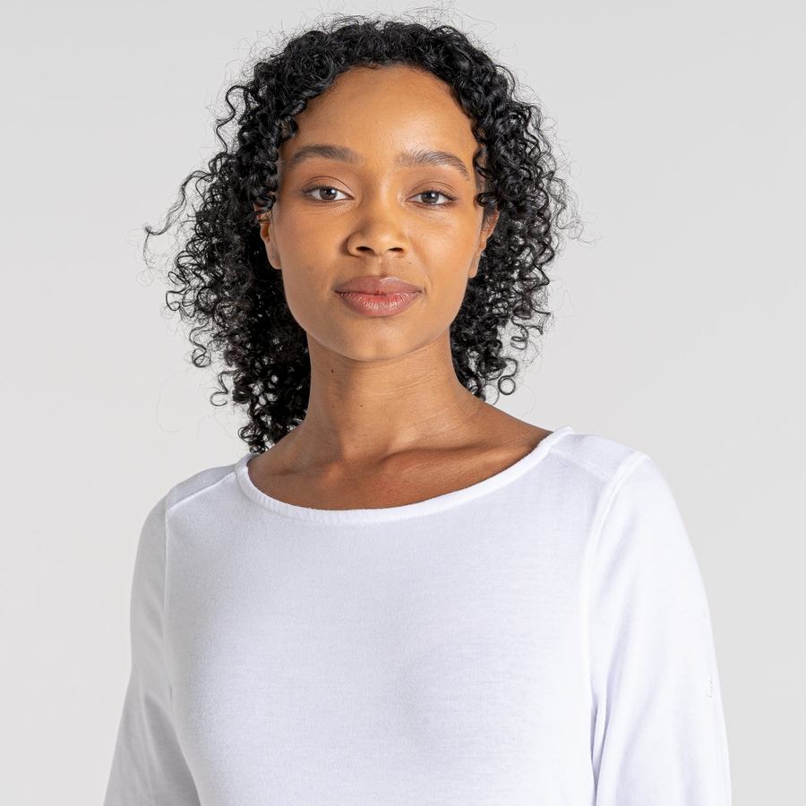 White Craghoppers NosiLife Erin Long Sleeved Women's T-Shirts | XZD8665ZV