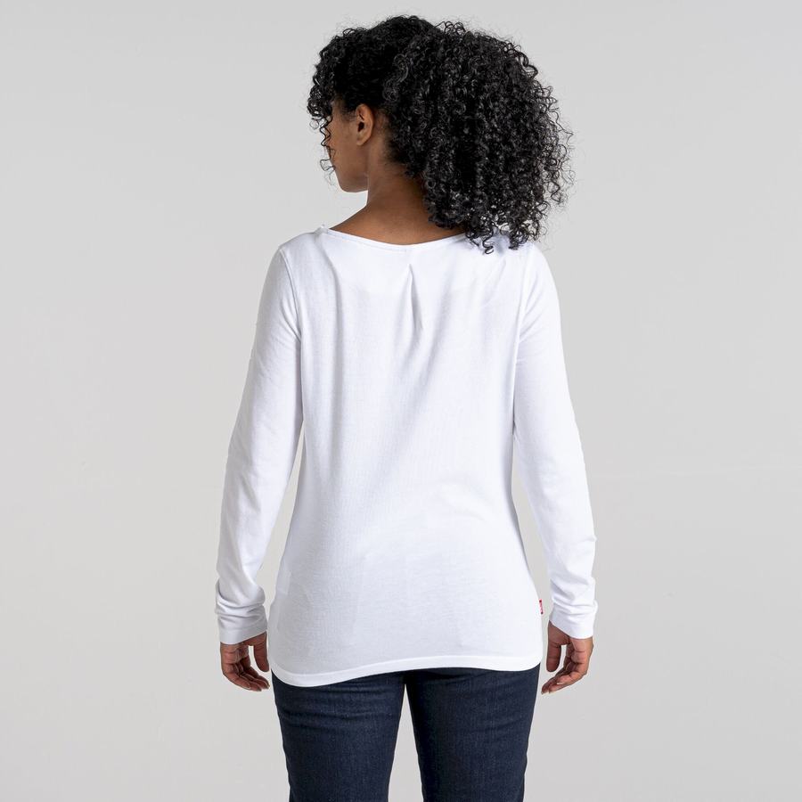 White Craghoppers NosiLife Erin Long Sleeved Women's T-Shirts | XZD8665ZV