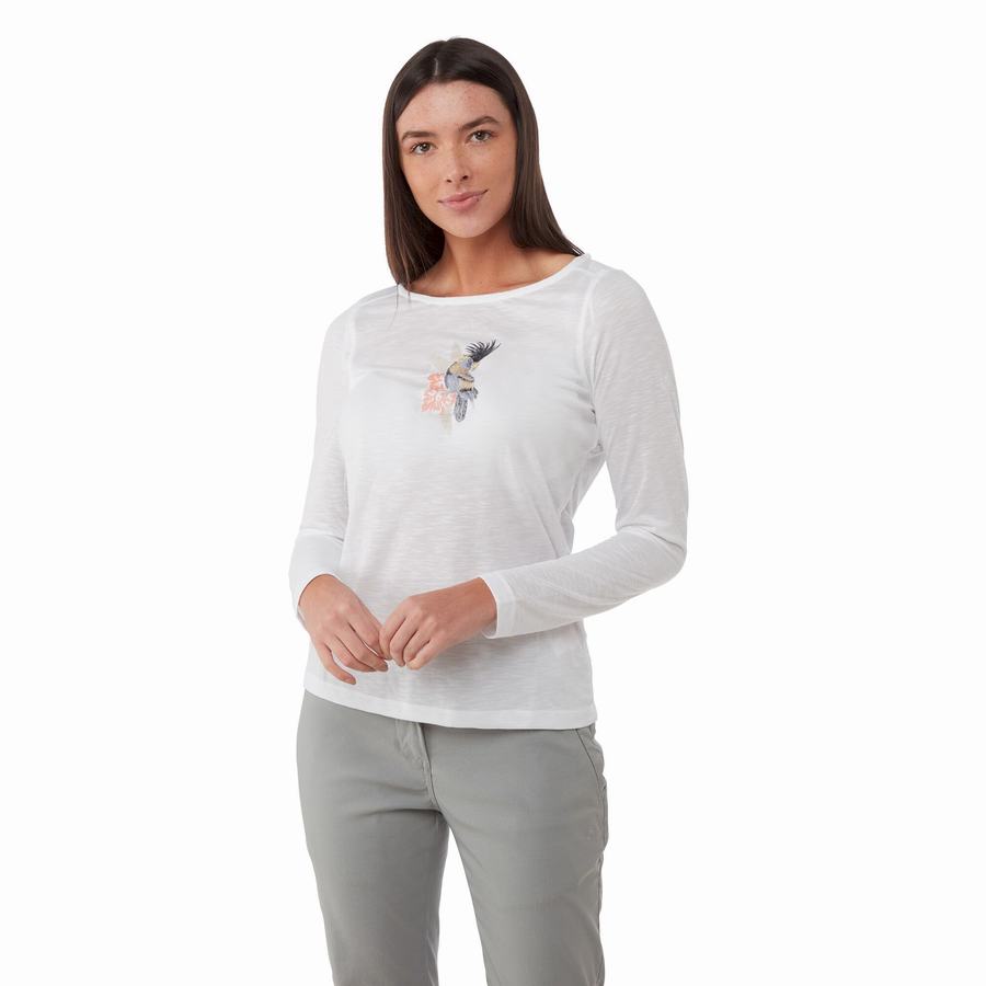 White Craghoppers NosiLife Erin Long Sleeved Women's T-Shirts | YVD4593HO