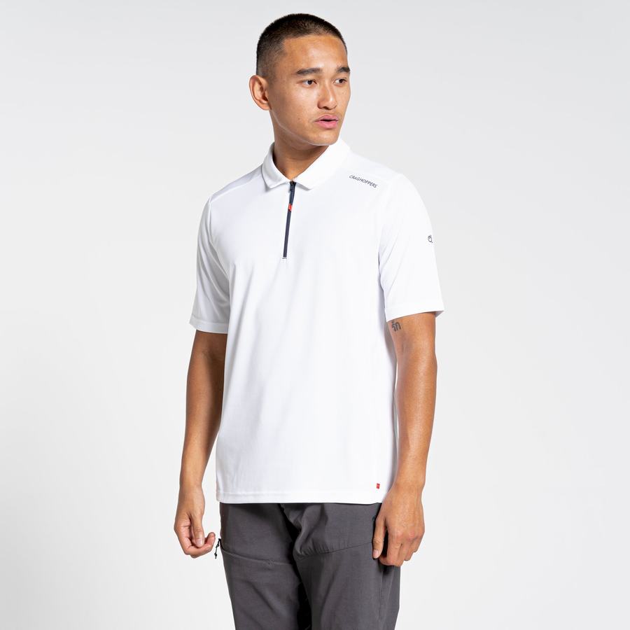 White Craghoppers NosiLife Pro Active Short Sleeved Polo Men's T-Shirts | ZAC8811VN