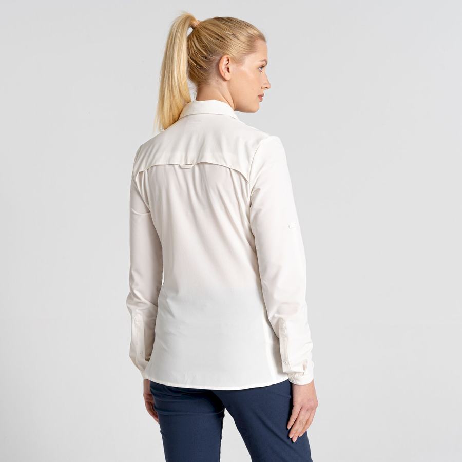 White Craghoppers NosiLife Pro IV Long Sleeved Women's Shirts | LLX5510OZ