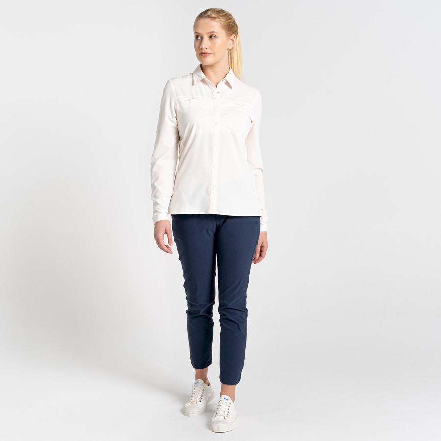 White Craghoppers NosiLife Pro IV Long Sleeved Women's Shirts | LLX5510OZ