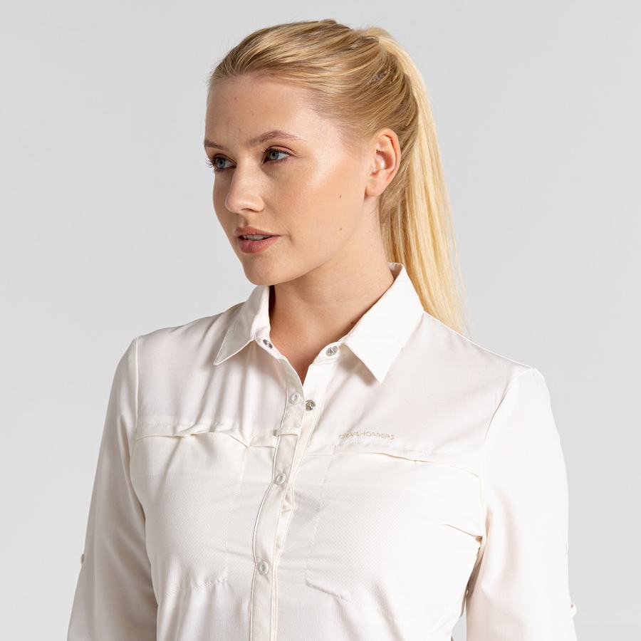 White Craghoppers NosiLife Pro IV Long Sleeved Women's Shirts | LLX5510OZ