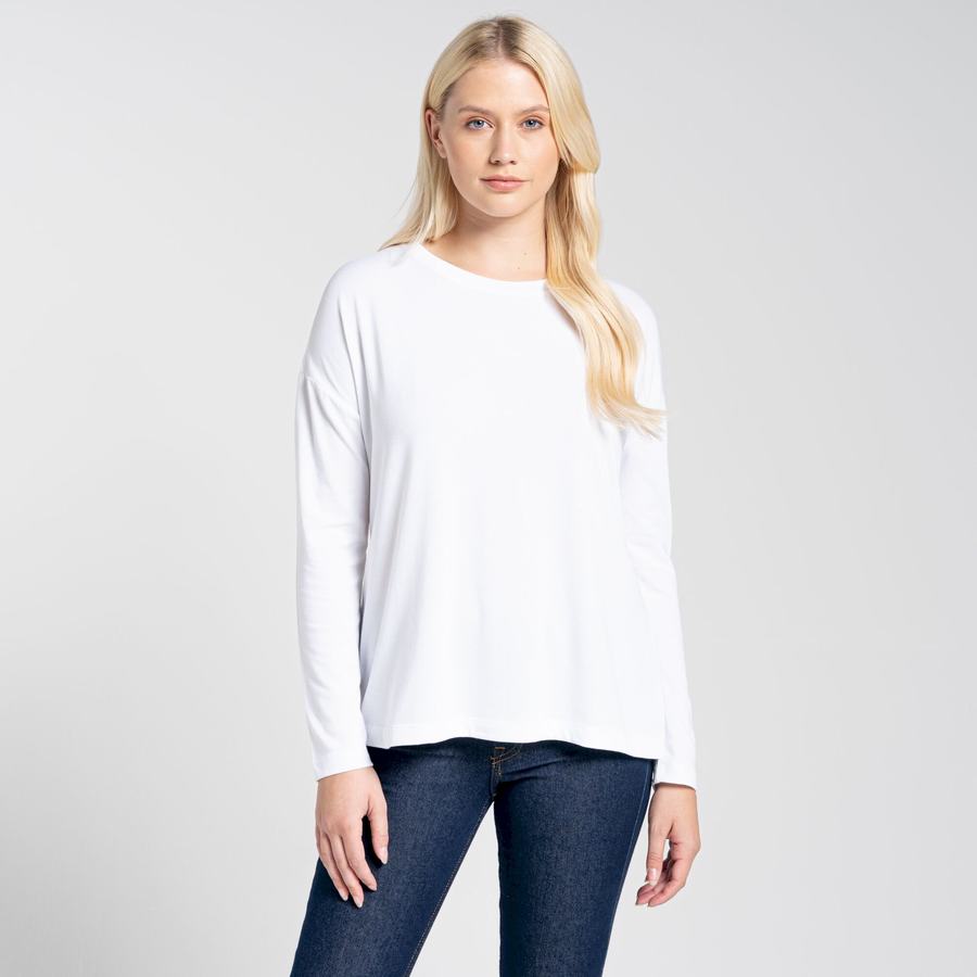 White Craghoppers NosiLife Sami Long Sleeved Women's T-Shirts | NQY2648HL