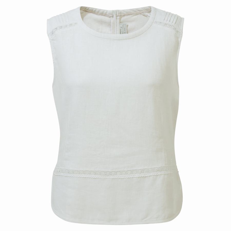 White Craghoppers Nosibotanical Bonita Vest Women's T-Shirts | ZJD8158LP