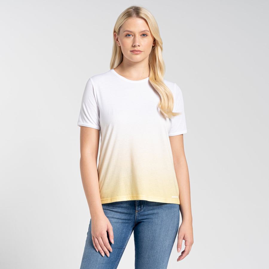 White Yellow Craghoppers Ilyse Short Sleeved Women's T-Shirts | YBP5355RS