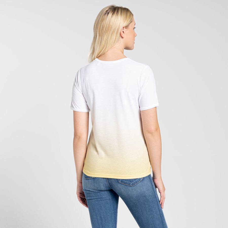 White Yellow Craghoppers Ilyse Short Sleeved Women's T-Shirts | YBP5355RS